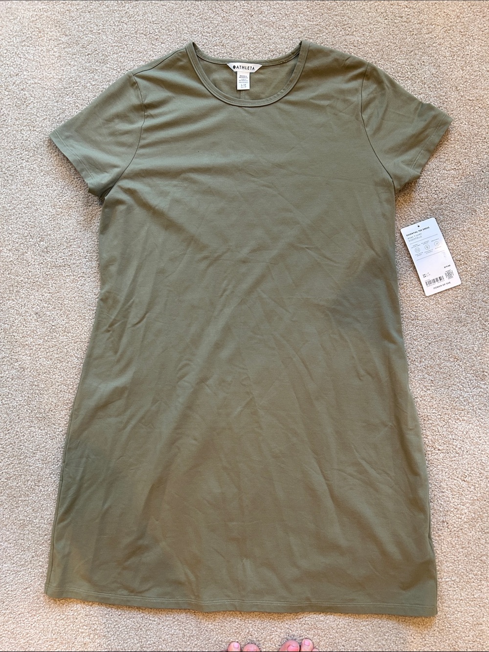 Athleta Olive Essential Crewneck Short-Sleeve Dress